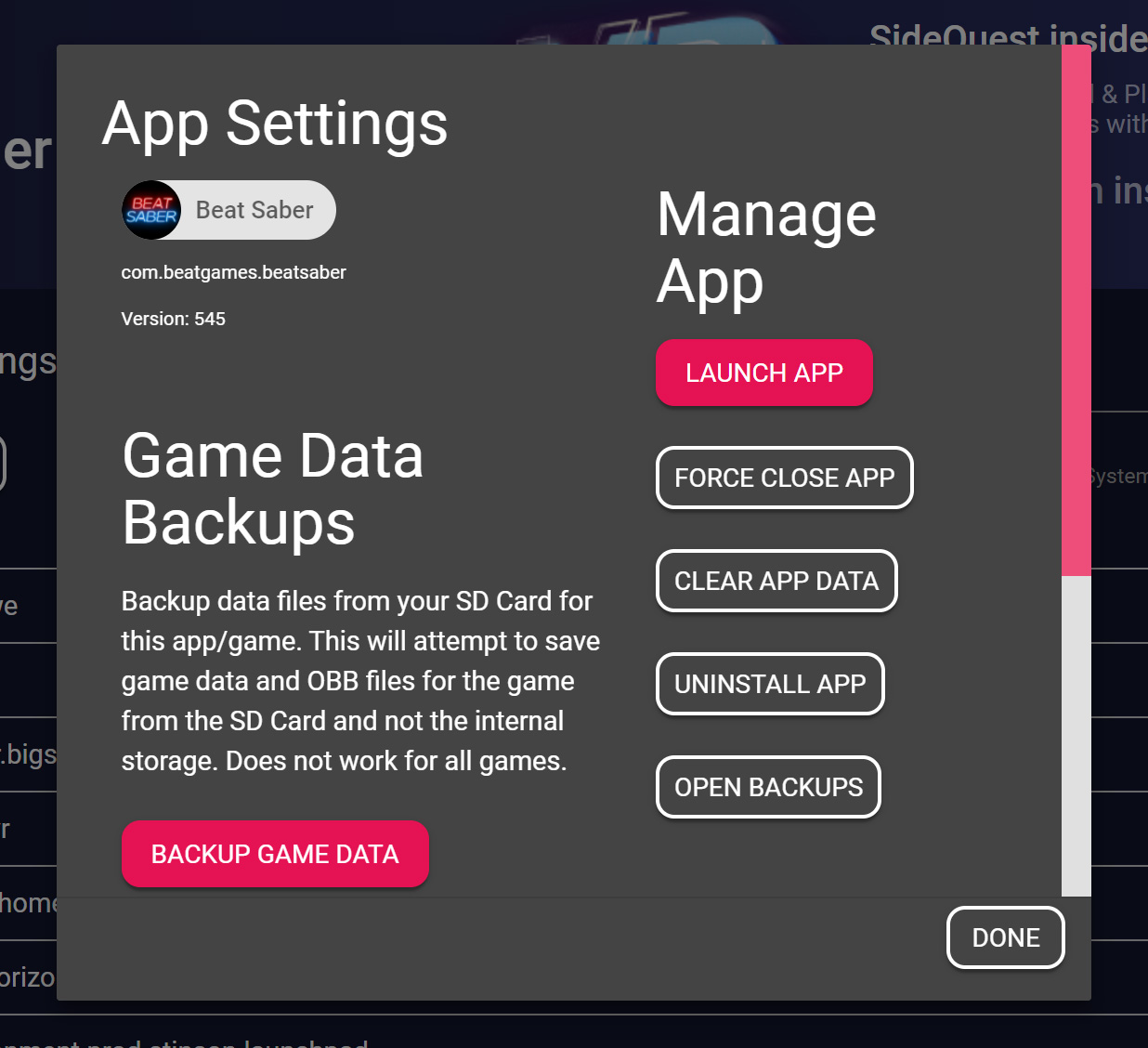 SideQuest Remove App