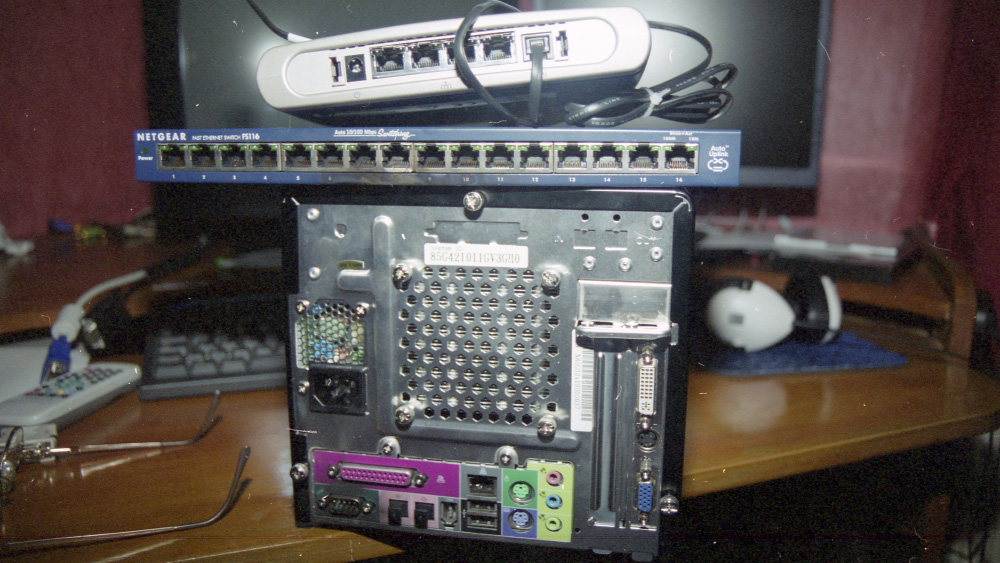 Back of the PC with burn damage to the network port