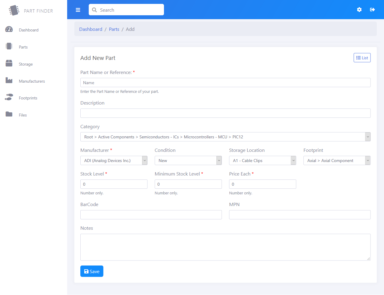 PartFinder component inventory manager - Open Source Project