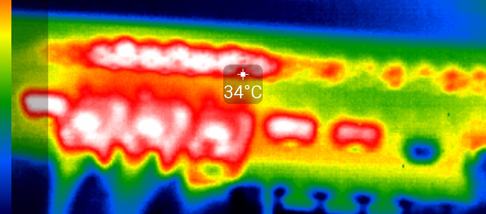 Temperatures with the RJ45 10Gb modules with the thermal camera