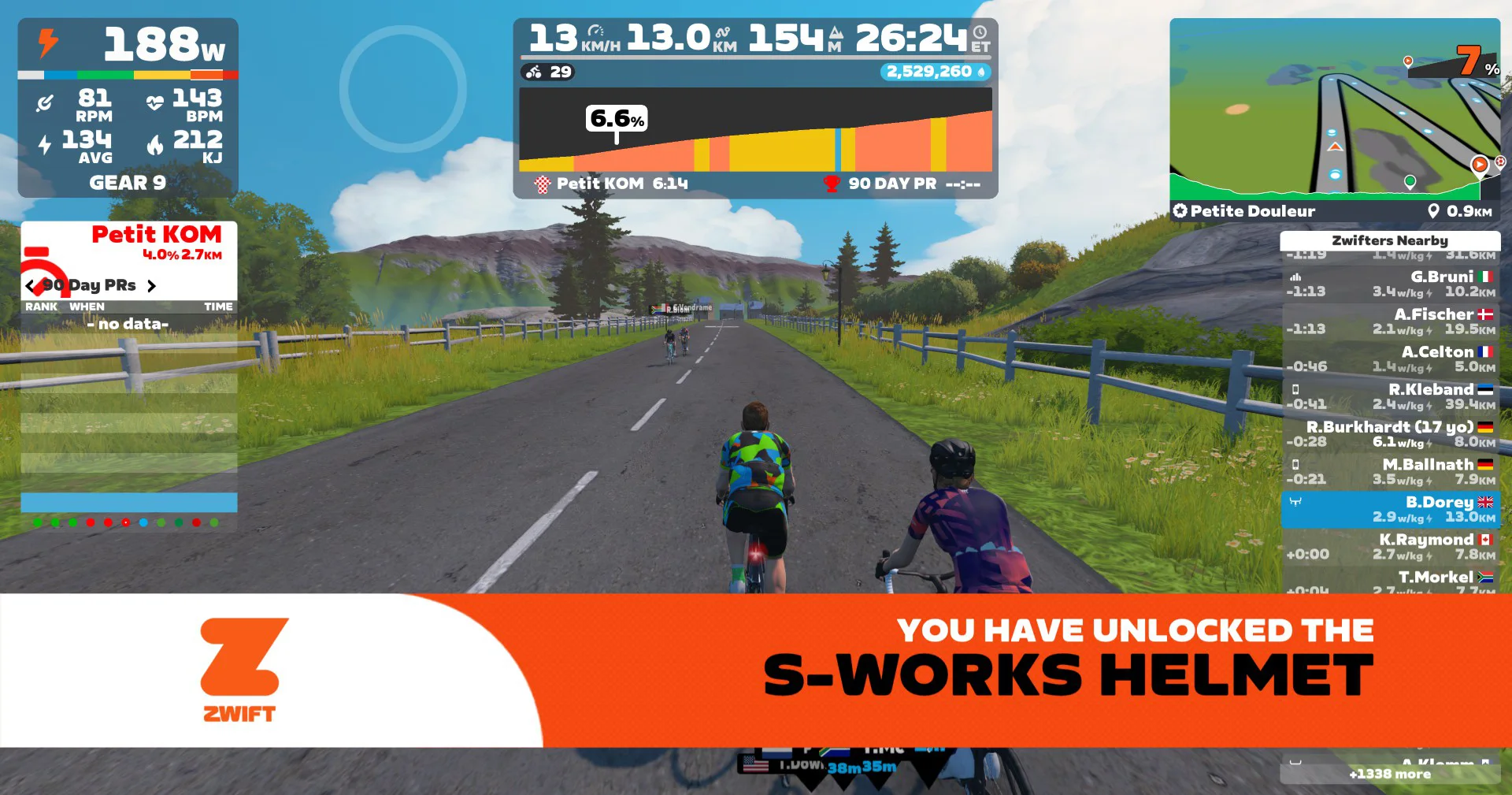 Zwift screen