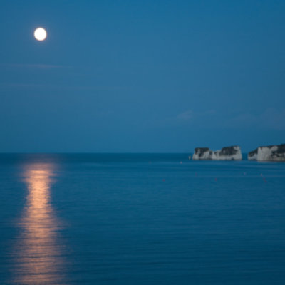 moon rising over old harry