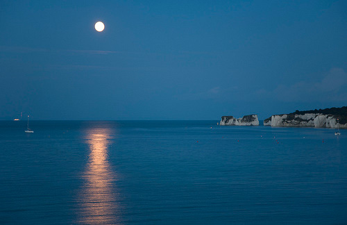 moon rising over old harry