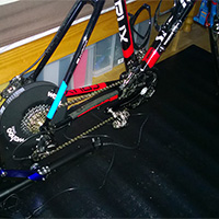 Click to view large image of Bike fitted to the Wahoo KICKR Power Trainer